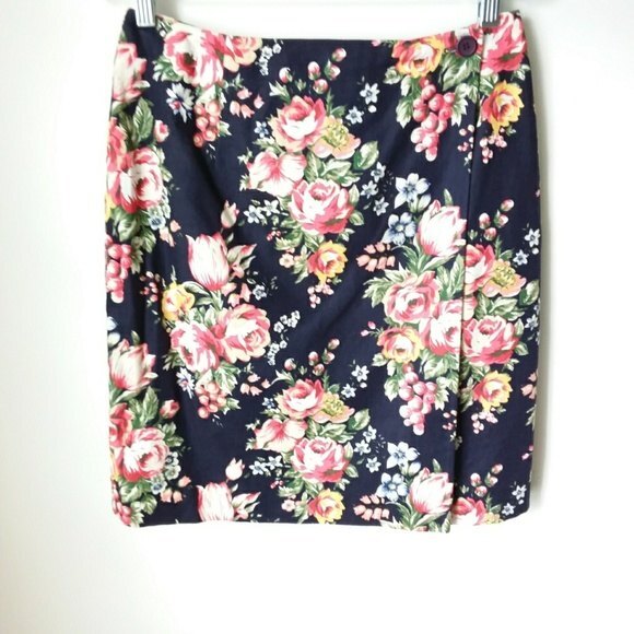 Linen Blend Brooks Brothers Floral Wrap Skirt 10 - Picture 3 of 7